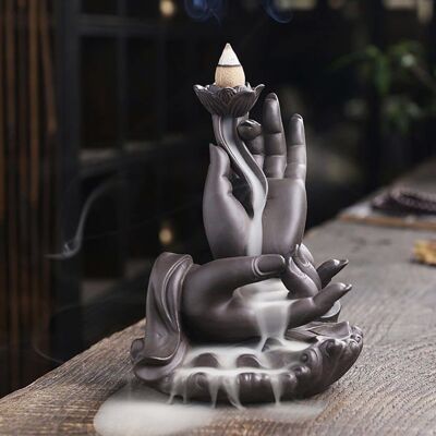 Brûle Encens Cascade - 1 pièce Lotus - Porte encens reflux - Bouddha main fumée - Yoga bureau Lumiryn - Publicité Brûle Encens Cascade - 1 pièce Lotus - Porte encens reflux - Bouddha main fumée - Yoga bureau Lumiryn - Publicité