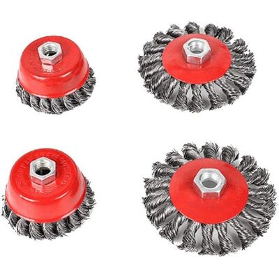 HANDEIU Brosse conique pour meuleuse dangleen métal/acierà fil torsadé flexiblediamètre75et105mm filetage de fixation M144pièces - Publicité HANDEIU Brosse conique pour meuleuse dangleen métal/acierà fil torsadé flexiblediamètre75et105mm filetage de fixation M144pièces - Publicité