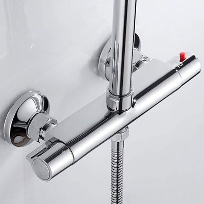 Mitigeur thermostatique de douche - AIMOONSA - Standard - Cuivre chromé - Butée 38°C - Économie 50% Gris - Publicité Mitigeur thermostatique de douche - AIMOONSA - Standard - Cuivre chromé - Butée 38°C - Économie 50% Gris - Publicité