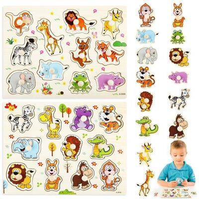 Puzzle bois 1 an animaux - Lot 2 à emboîter jungle préhension - Cadeau bébé garçon fille Corvina - Publicité Puzzle bois 1 an animaux - Lot 2 à emboîter jungle préhension - Cadeau bébé garçon fille Corvina - Publicité