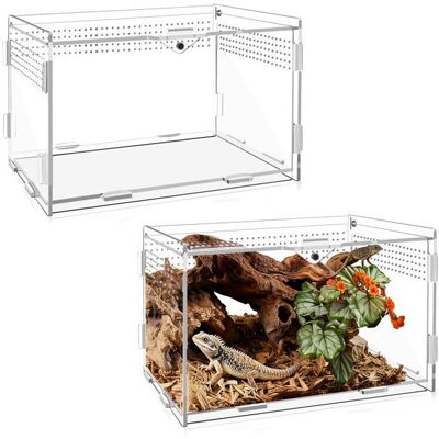 Terrarium escargot acrylique - 20x12x12cm transparent avec aération - Pour araignée gecko tortue insecte Aucunely - Publicité Terrarium escargot acrylique - 20x12x12cm transparent avec aération - Pour araignée gecko tortue insecte Aucunely - Publicité
