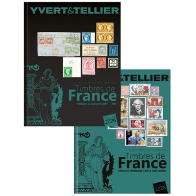 Catalogue de cotation timbres de France 2026 Yvert et Tellier en 2 tomes. Publicité Catalogue de cotation timbres de France 2026 Yvert et Tellier en 2 tomes. Publicité