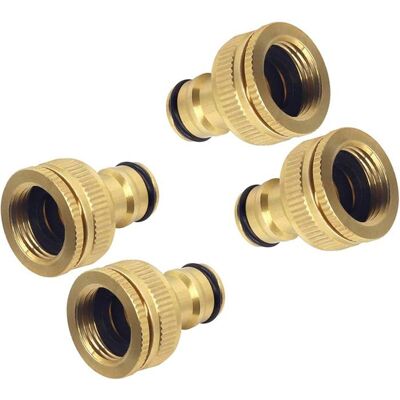 AIMOONSA Lot de 4 raccords adaptateurs pour tuyau darrosage en laiton massif - robinet 1/2 et 3/4 pouces - Publicité AIMOONSA Lot de 4 raccords adaptateurs pour tuyau darrosage en laiton massif - robinet 1/2 et 3/4 pouces - Publicité