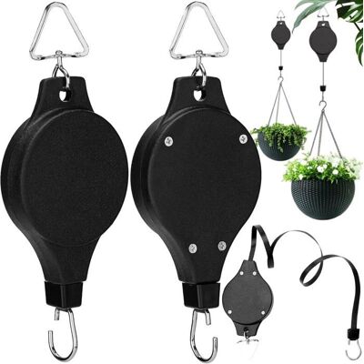 AIMOONSA Poulies de suspension rétractables pour plantes et mangeoires 2 pcs – crochet inox corde nylon jusqu’à 8 kg Noir - Publicité AIMOONSA Poulies de suspension rétractables pour plantes et mangeoires 2 pcs – crochet inox corde nylon jusqu’à 8 kg Noir - Publicité