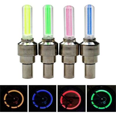 HANDEIU Lot de4 lumières LED pour roue de vélo4couleurs bouchons de valve LED pour roue avant et arrière étancheslumières de sécurité - Publicité HANDEIU Lot de4 lumières LED pour roue de vélo4couleurs bouchons de valve LED pour roue avant et arrière étancheslumières de sécurité - Publicité