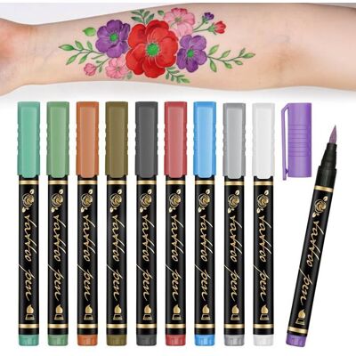 Stylo tatouage temporaire 10 pièces - Pour peau - Carnaval Halloween fête - Marqueur éphémère Lumiryn - Publicité Stylo tatouage temporaire 10 pièces - Pour peau - Carnaval Halloween fête - Marqueur éphémère Lumiryn - Publicité
