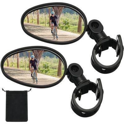 Lot de 2 rétroviseurs de vélo rétroviseur de guidon rotatif à 360° miroir convexe en acrylique antichoc pour VTT et vélos de route Noir - Publicité Lot de 2 rétroviseurs de vélo rétroviseur de guidon rotatif à 360° miroir convexe en acrylique antichoc pour VTT et vélos de route Noir - Publicité