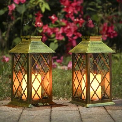 AIMOONSA Lot de 2 lanternes solaires effet bougie IP23 - Jaune LED intégrée pour jardin à poser ou suspendre Jaune - Publicité AIMOONSA Lot de 2 lanternes solaires effet bougie IP23 - Jaune LED intégrée pour jardin à poser ou suspendre Jaune - Publicité