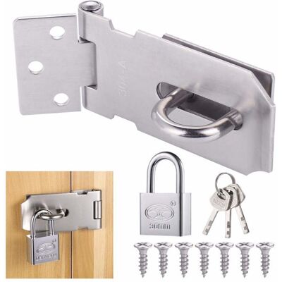 Loquet agrafe en inox avec cadenas 3 clés et 7 vis - Blanc (AIMOONSA) Blanc - Publicité Loquet agrafe en inox avec cadenas 3 clés et 7 vis - Blanc (AIMOONSA) Blanc - Publicité