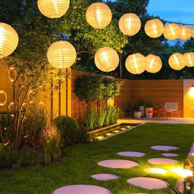 AIMOONSA Guirlande solaire lanternes 8 m 20 LED blanc chaud étanche IP65 2 modes pour jardin extérieur Noir - Publicité AIMOONSA Guirlande solaire lanternes 8 m 20 LED blanc chaud étanche IP65 2 modes pour jardin extérieur Noir - Publicité