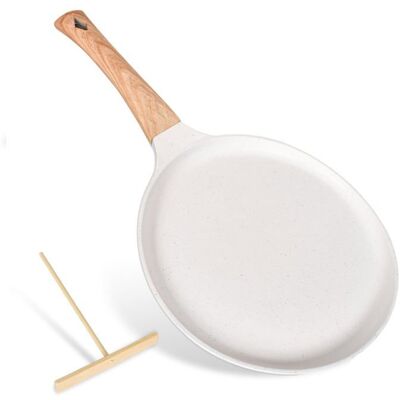 Poêle à crêpes 24 cm - Crêpière antiadhésive - Poignée amovible - Répartiteur de pâte - Tous feux induction blanc Lumiryn - Publicité Poêle à crêpes 24 cm - Crêpière antiadhésive - Poignée amovible - Répartiteur de pâte - Tous feux induction blanc Lumiryn - Publicité