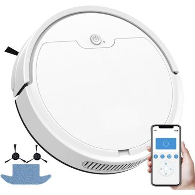 BOWAI Aspirateur Robot Robot Aspirateur Mince 1800Pa Aspiration Puissante 3 en 1 80 min dAutonomie 3 Modes de Nettoyage Blanc - Publicité BOWAI Aspirateur Robot Robot Aspirateur Mince 1800Pa Aspiration Puissante 3 en 1 80 min dAutonomie 3 Modes de Nettoyage Blanc - Publicité