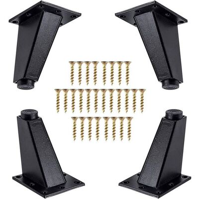 AIMOONSA Lot de 4 pieds obliques pour meubles 80 mm en aluminium noir – kit de vis semelles caoutchouc charge 115 kg Noir - Publicité AIMOONSA Lot de 4 pieds obliques pour meubles 80 mm en aluminium noir – kit de vis semelles caoutchouc charge 115 kg Noir - Publicité