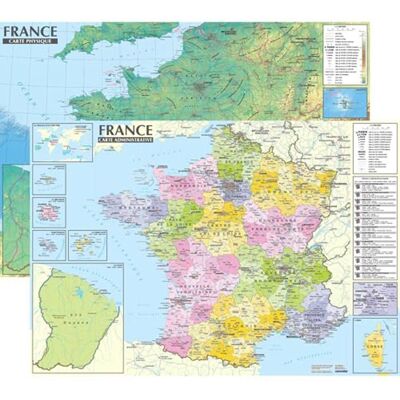 Carte murale de France - Non spécifié - 1/2.200 - Laminée - Recto-verso - Format 67x47 cm - Publicité Carte murale de France - Non spécifié - 1/2.200 - Laminée - Recto-verso - Format 67x47 cm - Publicité