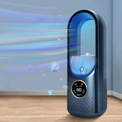 ECLEANFY Ventilateur colonne sans pales silencieux bleu 35dB 6 vitesses humidification minuterie 6h pour chambre et salon - Publicité ECLEANFY Ventilateur colonne sans pales silencieux bleu 35dB 6 vitesses humidification minuterie 6h pour chambre et salon - Publicité