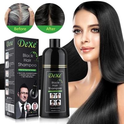 Shampooing de teinture pour cheveux (2 en 1) - DEXE - 400 ml - Noir - Crème - Publicité Shampooing de teinture pour cheveux (2 en 1) - DEXE - 400 ml - Noir - Crème - Publicité