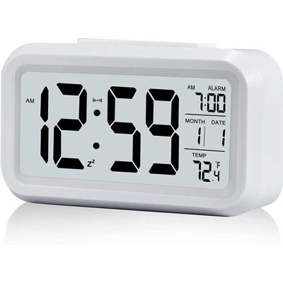 Réveil digital - AIMOONSA - Réveil Matin - Grand écran LCD - Affiche heure/date/température - Snooze & éclairage auto Blanc - Publicité Réveil digital - AIMOONSA - Réveil Matin - Grand écran LCD - Affiche heure/date/température - Snooze & éclairage auto Blanc - Publicité