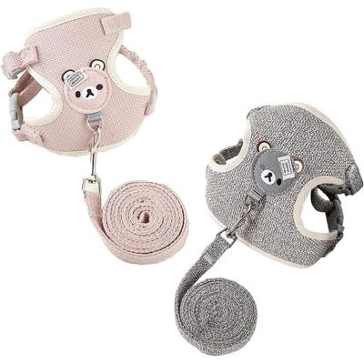 Harnais et laisse pour animal de compagnie - HANDEIU - Lot de 2 - 120 cm - Respirant - Ajustable Rose - Publicité Harnais et laisse pour animal de compagnie - HANDEIU - Lot de 2 - 120 cm - Respirant - Ajustable Rose - Publicité