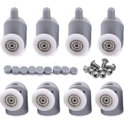 AIMOONSA Lot de 8 roulettes réglables pour porte de douche 25 mm (4 supérieures + 4 inférieures) Gris - Publicité AIMOONSA Lot de 8 roulettes réglables pour porte de douche 25 mm (4 supérieures + 4 inférieures) Gris - Publicité