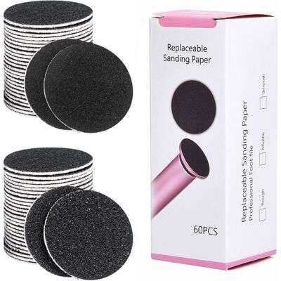 Disques abrasifs rechange 60 pieces gris sans dimension grain 80 et 120 lime electrique pied pedicure elimination callosite Lumiryn - Publicité Disques abrasifs rechange 60 pieces gris sans dimension grain 80 et 120 lime electrique pied pedicure elimination callosite Lumiryn - Publicité