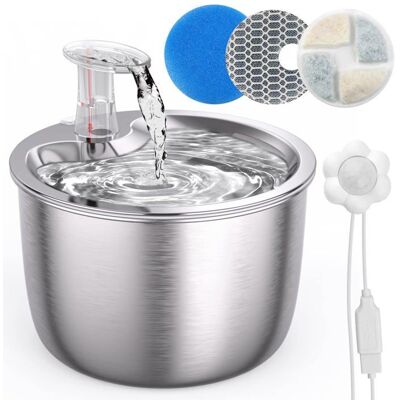 AIMOONSA Fontaine à eau automatique 2L en acier inox 304 pour chat et chien - capteur infrarouge silencieuse USB détachable Gris - Publicité AIMOONSA Fontaine à eau automatique 2L en acier inox 304 pour chat et chien - capteur infrarouge silencieuse USB détachable Gris - Publicité