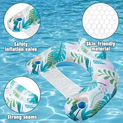 HANDEIU Matelas Gonflables pour PiscineChaise Piscine Gonflable Flottante Forme U avec Porte-Gobelet Hamac deau lit Flottant - Publicité HANDEIU Matelas Gonflables pour PiscineChaise Piscine Gonflable Flottante Forme U avec Porte-Gobelet Hamac deau lit Flottant - Publicité
