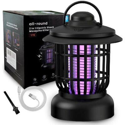 Lampe anti moustique électrique 2 en 1 murale bureau - Zapper 3000V rechargeable USB piège à mouche 360° UV sûr Lumiryn Noir - Publicité Lampe anti moustique électrique 2 en 1 murale bureau - Zapper 3000V rechargeable USB piège à mouche 360° UV sûr Lumiryn Noir - Publicité