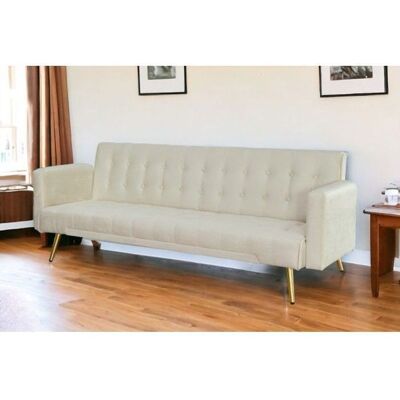UMBERTO RAVELLI Canapé Clic Clac - Mona - Beige - 2 places - Convertible - Couchage 90 x 200 cm Beige - Publicité UMBERTO RAVELLI Canapé Clic Clac - Mona - Beige - 2 places - Convertible - Couchage 90 x 200 cm Beige - Publicité