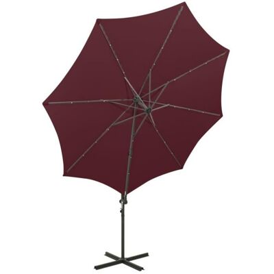 Parasol déporté - DILWE - Rouge bordeaux - 300 cm - 24 lumières LED - Inclinaison 360° Rouge - Publicité Parasol déporté - DILWE - Rouge bordeaux - 300 cm - 24 lumières LED - Inclinaison 360° Rouge - Publicité