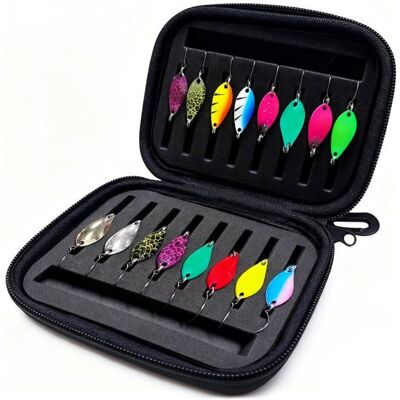 Lot de 16 Cuillères Pêche Truite 2.5/3.5/5g avec Boîte Leurres Rotatifs pour Eau Douce Meoiruery - Publicité Lot de 16 Cuillères Pêche Truite 2.5/3.5/5g avec Boîte Leurres Rotatifs pour Eau Douce Meoiruery - Publicité