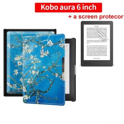 RNCYN Housse tablette tactileÉtui en cuirprotecteur décranveille automatiqueréveil magnétique6 - Almond Blossom-Kobo Aura 6inch - Publicité RNCYN Housse tablette tactileÉtui en cuirprotecteur décranveille automatiqueréveil magnétique6 - Almond Blossom-Kobo Aura 6inch - Publicité