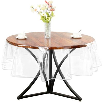 Nappe ronde transparente PVC - 1 pièce 152cm imperméable lavable - Protection table Corvina - Publicité Nappe ronde transparente PVC - 1 pièce 152cm imperméable lavable - Protection table Corvina - Publicité