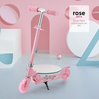 BOWAI Trottinette pliable pour enfants — Roues lumineuses hauteur réglable et frein arrière de sécurité — Rose Rose - Publicité BOWAI Trottinette pliable pour enfants — Roues lumineuses hauteur réglable et frein arrière de sécurité — Rose Rose - Publicité