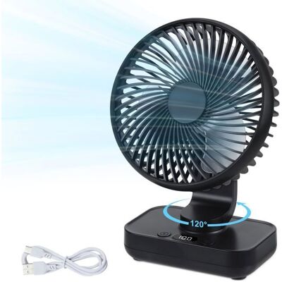 HANDEIU Ventilateur de Table USB Portable Ultra-SilencieuxAuto Oscillant 120°Ventilateur de Bureau Puissant Rechargeable Noir - Publicité HANDEIU Ventilateur de Table USB Portable Ultra-SilencieuxAuto Oscillant 120°Ventilateur de Bureau Puissant Rechargeable Noir - Publicité