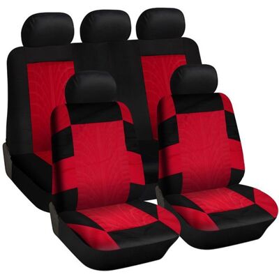 Ensemble de housses de siège voiture - AIMOONSA - Ajustement universel - Noir et rouge - Polyester - Antidérapant Rouge - Publicité Ensemble de housses de siège voiture - AIMOONSA - Ajustement universel - Noir et rouge - Polyester - Antidérapant Rouge - Publicité