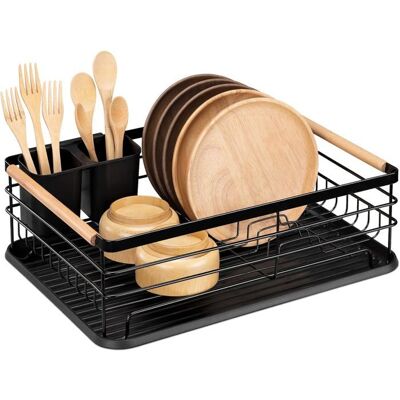 Égouttoir à vaisselle - AIMOONSA - Modèle Compact - Noir - Plateau récupérateur - Porte‑couverts amovible Noir - Publicité Égouttoir à vaisselle - AIMOONSA - Modèle Compact - Noir - Plateau récupérateur - Porte‑couverts amovible Noir - Publicité