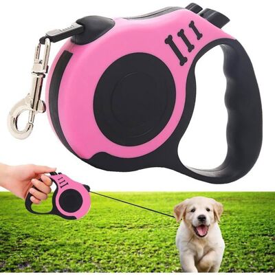 Laisse rétractable - HANDEIU - 5 m - Nylon - Rose - Pour Chien et Chat Rose - Publicité Laisse rétractable - HANDEIU - 5 m - Nylon - Rose - Pour Chien et Chat Rose - Publicité