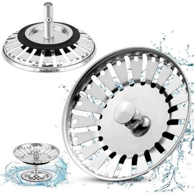 Filtre bouchon évier inox 84mm boule - 2 Passoire cuisine salle bain vidange rapide anti-blocage - Argenté Aucuneary - Publicité Filtre bouchon évier inox 84mm boule - 2 Passoire cuisine salle bain vidange rapide anti-blocage - Argenté Aucuneary - Publicité