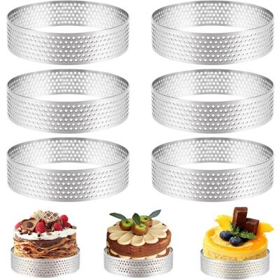 HANDEIU Lot de 6 Anneaux Cercle à Tarte 8 cm en Acier InoxydableCercle a TarteCercles à TarteletteCercle Perforé Patisserie - Publicité HANDEIU Lot de 6 Anneaux Cercle à Tarte 8 cm en Acier InoxydableCercle a TarteCercles à TarteletteCercle Perforé Patisserie - Publicité