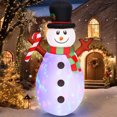 HANDEIU 150cm Bonhomme de Neige Gonflable de Noël de avec lumières LED rotatives colorées Decoration Noel Exterieur Gonflable - Publicité HANDEIU 150cm Bonhomme de Neige Gonflable de Noël de avec lumières LED rotatives colorées Decoration Noel Exterieur Gonflable - Publicité