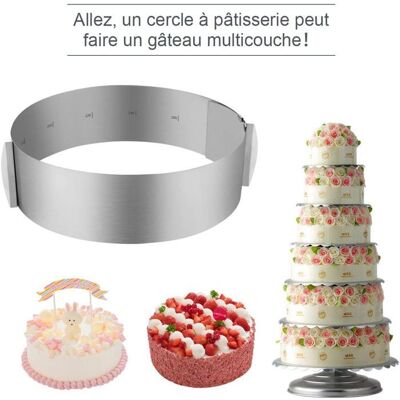 HANDEIU Cercle a Patisserie Reglable Cercle Gateau Extensible 16-30cm Cercle Entremet Rond INOX Moule Fraisier Mousse Dessert Gris - Publicité HANDEIU Cercle a Patisserie Reglable Cercle Gateau Extensible 16-30cm Cercle Entremet Rond INOX Moule Fraisier Mousse Dessert Gris - Publicité