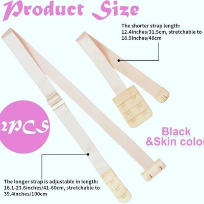 Rallonge Soutien-Gorge - Set 2 Noir/Beige - Dos Nu Transparent - Adaptable Aucunely - Publicité Rallonge Soutien-Gorge - Set 2 Noir/Beige - Dos Nu Transparent - Adaptable Aucunely - Publicité