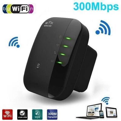 GOTOTOP GD08900-Amplificateur WiFi Repeteur Booster de signal sans fil WiFi extender 300M WLAN 80211n-g-b NOIR avec 1 port Ethernet pour DV - Publicité GOTOTOP GD08900-Amplificateur WiFi Repeteur Booster de signal sans fil WiFi extender 300M WLAN 80211n-g-b NOIR avec 1 port Ethernet pour DV - Publicité