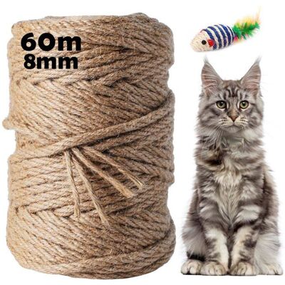 Corde Arbre Chat 60M x 8MM - Sisal naturelle - Remplacement griffoir - Jardinage décoration Lumiryn - Publicité Corde Arbre Chat 60M x 8MM - Sisal naturelle - Remplacement griffoir - Jardinage décoration Lumiryn - Publicité