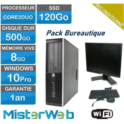 Ordinateur de bureau - HP 6000 Core2Duo - SSD 120Go - HDD 500Go - Ram 8Go - Windows 10 - Wifi Noir - Publicité Ordinateur de bureau - HP 6000 Core2Duo - SSD 120Go - HDD 500Go - Ram 8Go - Windows 10 - Wifi Noir - Publicité