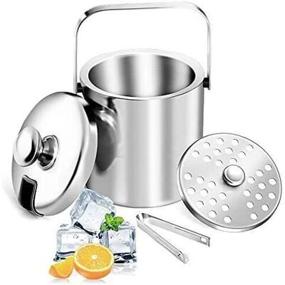 Seau à glaçons - Isotherme 13L - Acier inoxydable 304 - Couleur Argent - Avec couvercle et pince Gris - Publicité Seau à glaçons - Isotherme 13L - Acier inoxydable 304 - Couleur Argent - Avec couvercle et pince Gris - Publicité