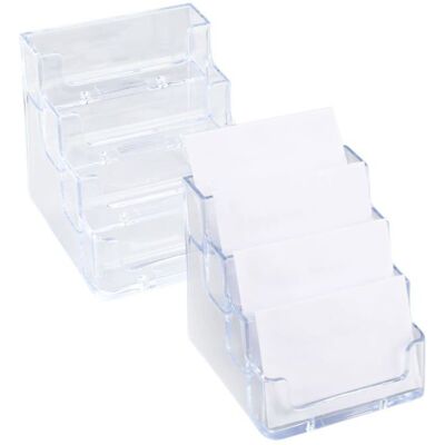 Lot de 2 Porte-Cartes Visite Acrylique 4 Compartiments Transparent Support Bureau VITDIPY - Publicité Lot de 2 Porte-Cartes Visite Acrylique 4 Compartiments Transparent Support Bureau VITDIPY - Publicité