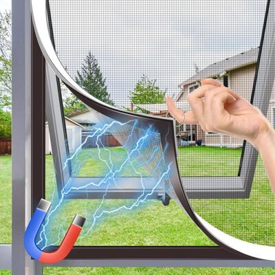HANDEIU Moustiquaire de Fenêtre avec Fixation Magnétique Puissantejusquà 150 x 180 cmMoustiquaire Magnétique en Fibre de Verre Grise - Publicité HANDEIU Moustiquaire de Fenêtre avec Fixation Magnétique Puissantejusquà 150 x 180 cmMoustiquaire Magnétique en Fibre de Verre Grise - Publicité