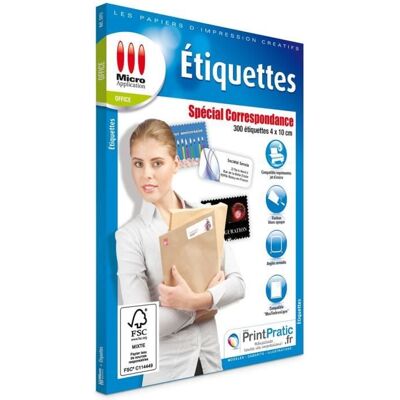 Étiquettes autocollantes - MICRO APPLICATION - MA-5093 - 300 pièces - 40x10 cm - Blanc Blanc - Publicité Étiquettes autocollantes - MICRO APPLICATION - MA-5093 - 300 pièces - 40x10 cm - Blanc Blanc - Publicité