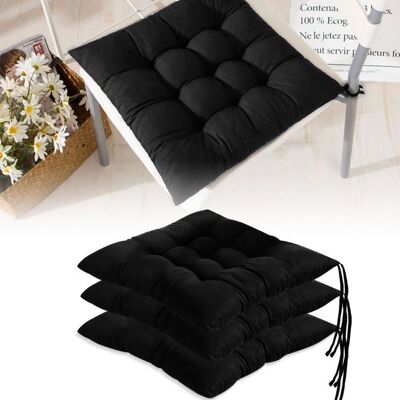 Coussin de chaise - AIMOONSA - 40 x 40 cm - Noir - Lot de 4 - Ficelles de maintien Noir - Publicité Coussin de chaise - AIMOONSA - 40 x 40 cm - Noir - Lot de 4 - Ficelles de maintien Noir - Publicité
